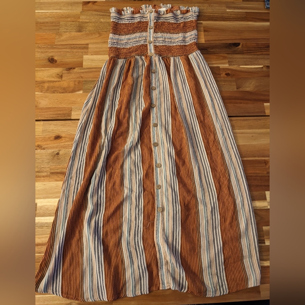 Becaal striped strapless dress